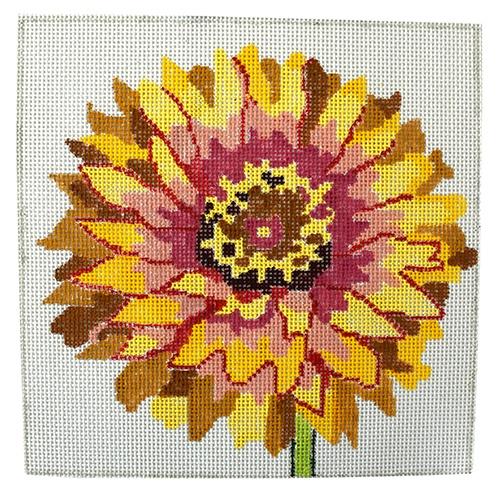 Summer Day Zinnia Painted Canvas Jean Smith 