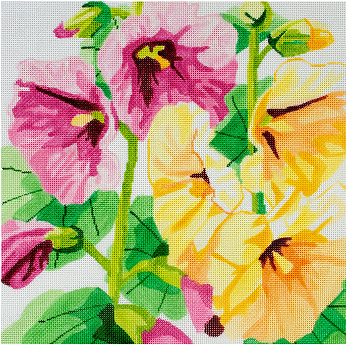 Summer HollyHocks JS Painted Canvas Jean Smith  - 1