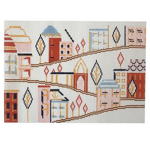 Summer in the City Painted Canvas The Plum Stitchery 