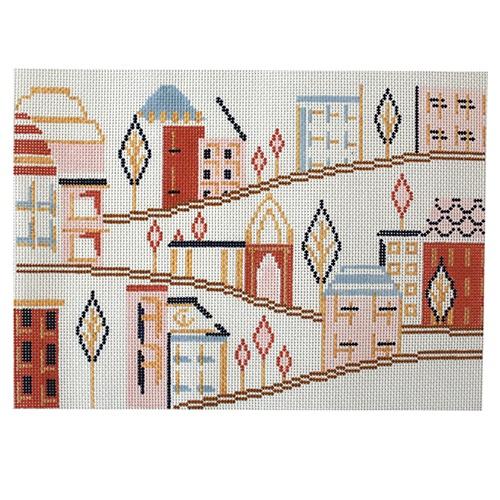 Summer in the City Painted Canvas The Plum Stitchery  - 1