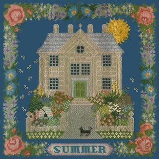 Summer Sampler Needlepoint Kit Kits Elizabeth Bradley Design Dark Blue 
