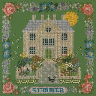 Summer Sampler Needlepoint Kit Kits Elizabeth Bradley Design Dark Green 
