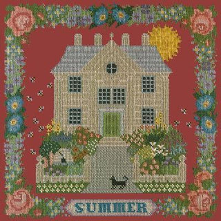 Summer Sampler Needlepoint Kit Kits Elizabeth Bradley Design Dark Red 
