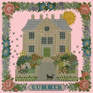 Summer Sampler Needlepoint Kit Kits Elizabeth Bradley Design Pale Rose 
