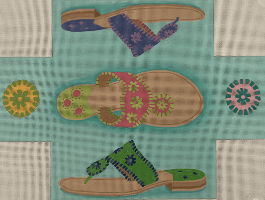 Summer Sandal Brick Cover Painted Canvas Kate Dickerson Needlepoint Collections 