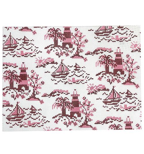 Summer Toile in Reds Painted Canvas Rachel Barri Designs  - 1