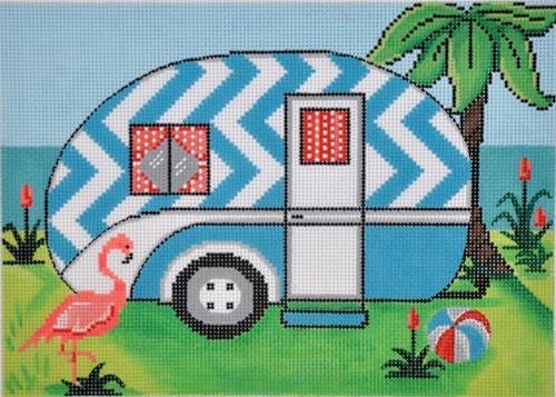 Summer Travel Trailer Painted Canvas Alice Peterson 