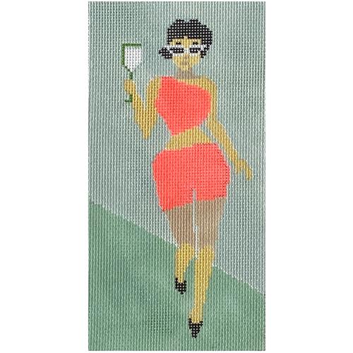 Summer Weather   Sipping Wine in Orange Painted Canvas KCN Designers  - 1