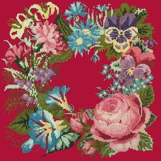 Summer Wreath Needlepoint Kit Kits Elizabeth Bradley Design Bright Red 
