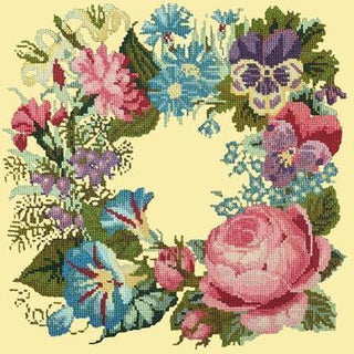 Summer Wreath Needlepoint Kit Kits Elizabeth Bradley Design Butter Yellow 
