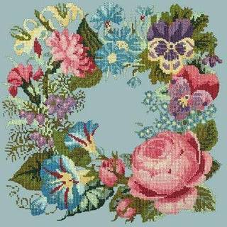 Summer Wreath Needlepoint Kit Kits Elizabeth Bradley Design Pale Blue 
