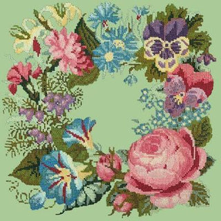 Summer Wreath Needlepoint Kit Kits Elizabeth Bradley Design Pale Green 
