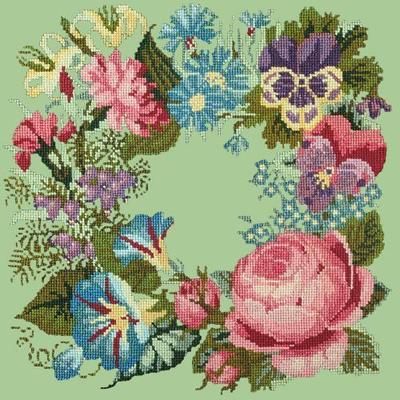 Summer Wreath Needlepoint Kit Kits Elizabeth Bradley Design Pale Green 
