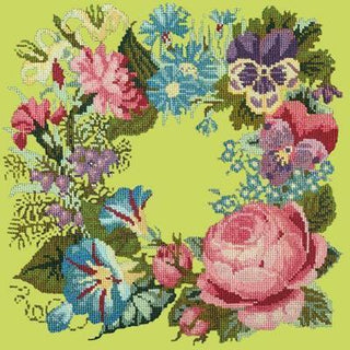 Summer Wreath Needlepoint Kit Kits Elizabeth Bradley Design Pale Lime 
