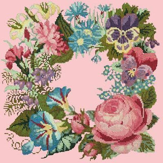 Summer Wreath Needlepoint Kit Kits Elizabeth Bradley Design Pale Rose 
