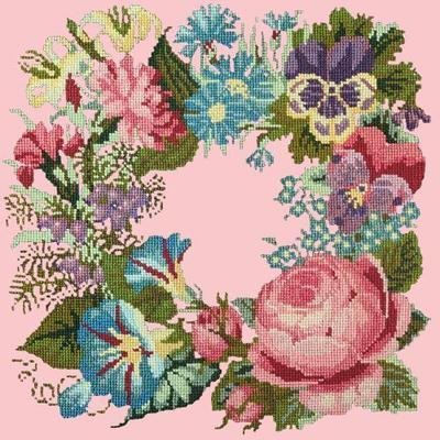 Summer Wreath Needlepoint Kit Kits Elizabeth Bradley Design Pale Rose 
