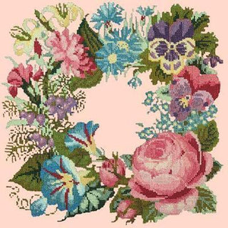 Summer Wreath Needlepoint Kit Kits Elizabeth Bradley Design Salmon Pink 
