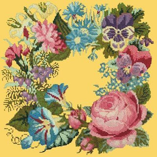 Summer Wreath Needlepoint Kit Kits Elizabeth Bradley Design Sunflower Yellow 
