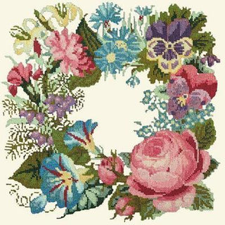 Summer Wreath Needlepoint Kit Kits Elizabeth Bradley Design Winter White 

