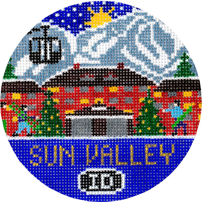 Sun Valley ID Round Painted Canvas Doolittle Stitchery  - 1