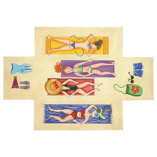 Sunbathers Brick Cover Painted Canvas Patti Mann  - 1