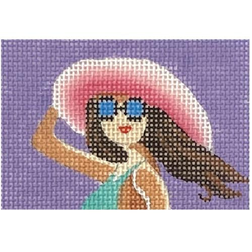 Sunbathing Brunette on Purple Insert Painted Canvas Colors of Praise  - 1
