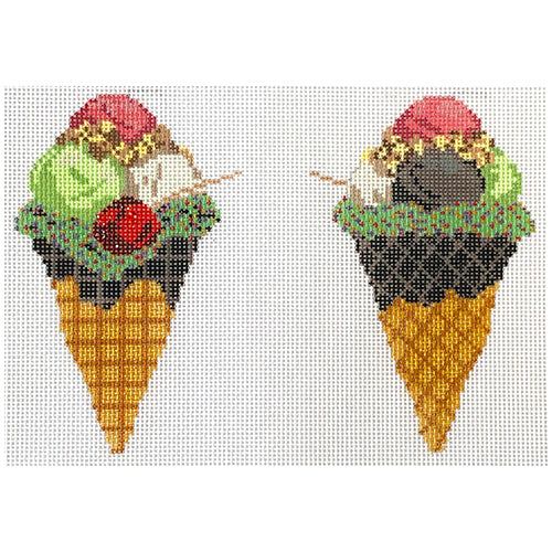 Sundae Cone Painted Canvas Petite Sweets  - 1
