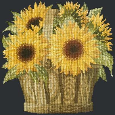 Sunflower Basket Needlepoint Kit Kits Elizabeth Bradley Design Black 