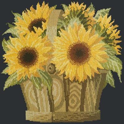 Sunflower Basket Needlepoint Kit Kits Elizabeth Bradley Design Black 
