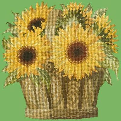 Sunflower Basket Needlepoint Kit Kits Elizabeth Bradley Design Grass Green 

