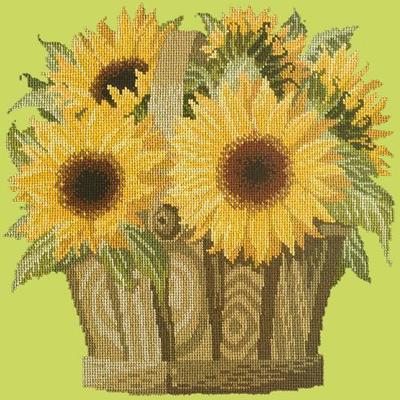 Sunflower Basket Needlepoint Kit Kits Elizabeth Bradley Design Pale Lime 

