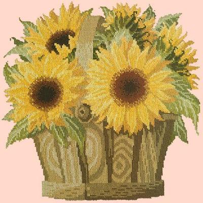 Sunflower Basket Needlepoint Kit Kits Elizabeth Bradley Design Salmon Pink 
