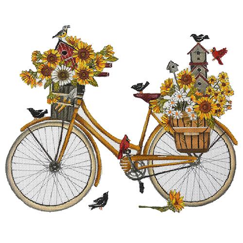 Sunflower Bike Painted Canvas Mary Lake Thompson  - 1
