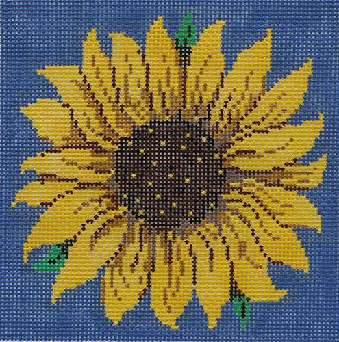 Sunflower on Blue Painted Canvas Patti Mann 