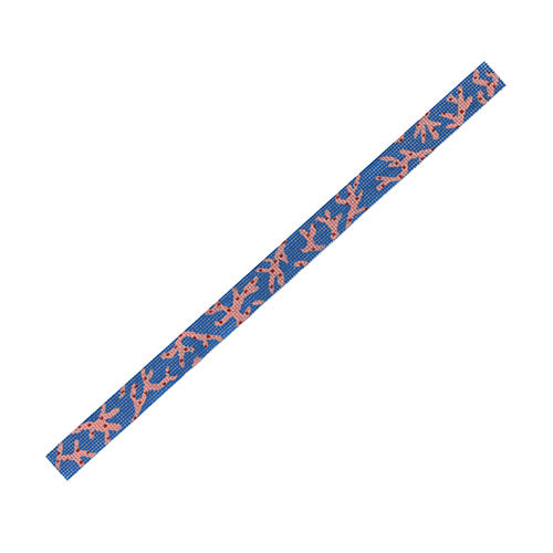 Sunglass Strap - Red Coral on Navy Painted Canvas Kate Dickerson Needlepoint Collections 