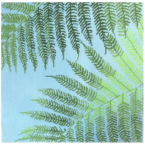 Sunlit Fern Painted Canvas Blue Ridge Stitchery  - 1