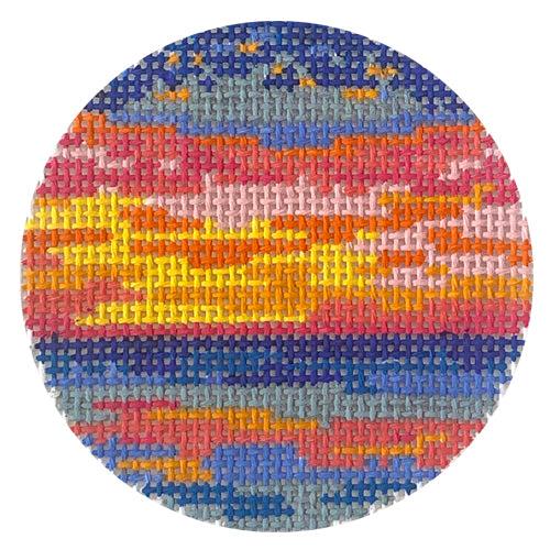 Sunset Round Insert Painted Canvas Anne Fisher Needlepoint LLC 