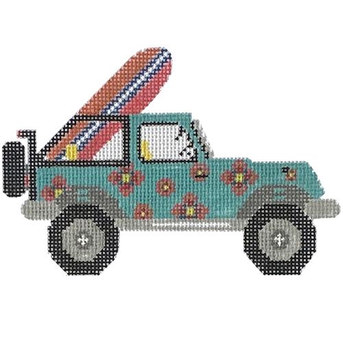 Surf Jeep Painted Canvas Wipstitch Needleworks 