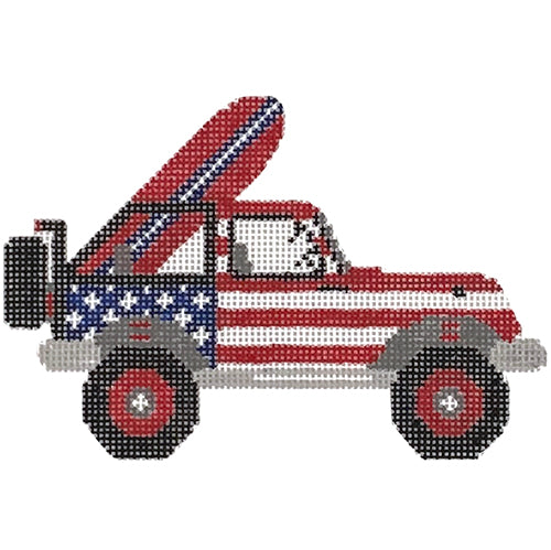 Surfin USA Jeep Painted Canvas Wipstitch Needleworks 
