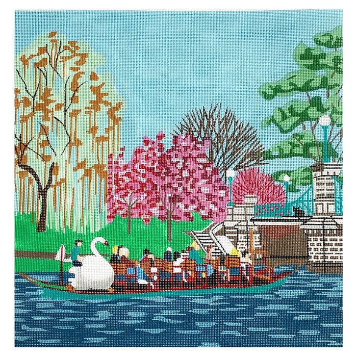 Swan Boat in Boston Garden Painted Canvas All About Stitching/The Collection Design  - 1