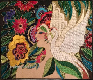 Swan Goddess Painted Canvas Laurel Burch 

