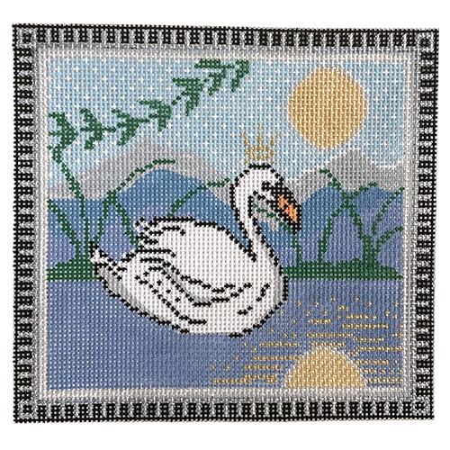 Swan on the Lake Painted Canvas Thorn Alexander  - 1