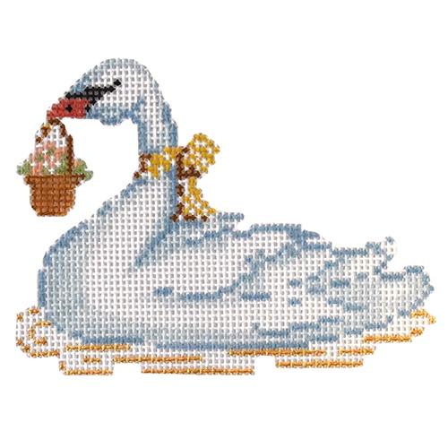 Swan Painted Canvas The Plum Stitchery  - 1