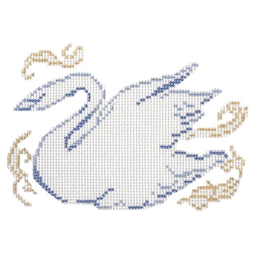 Swanning Around Ornament Painted Canvas The Plum Stitchery 