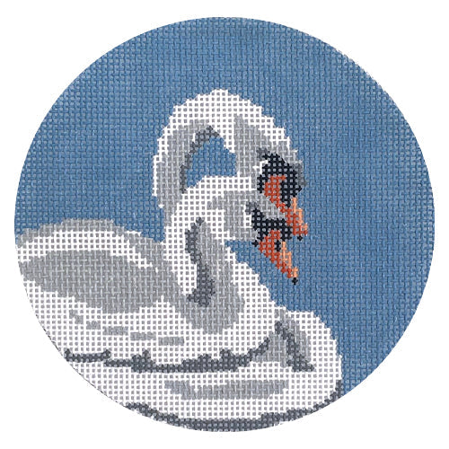 Swans Caress Round Painted Canvas PIP & Roo 