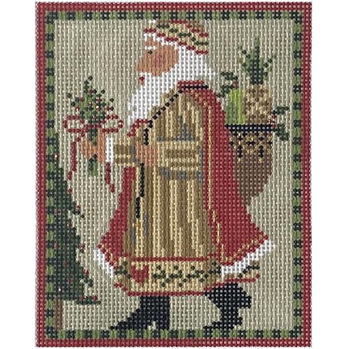 Swedish Santa with Gifts Painted Canvas The Colonial Needle Company 