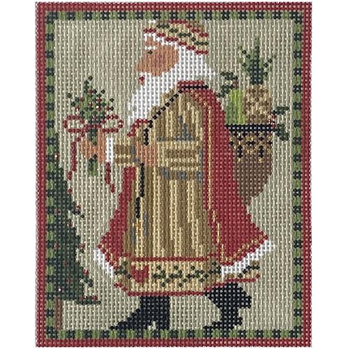 Swedish Santa with Gifts Painted Canvas The Colonial Needle Company  - 1