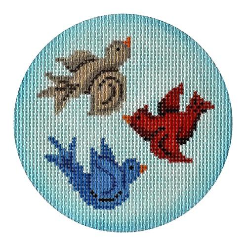 Sweet Birds on 13 mesh Painted Canvas Patti Mann  - 1