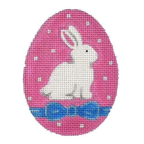 Sweet Bunny with Ribbon Egg Painted Canvas Pepperberry Designs  - 1