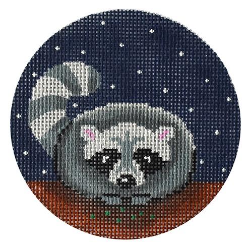 Sweet Raccoon on 13 mesh Painted Canvas Patti Mann 